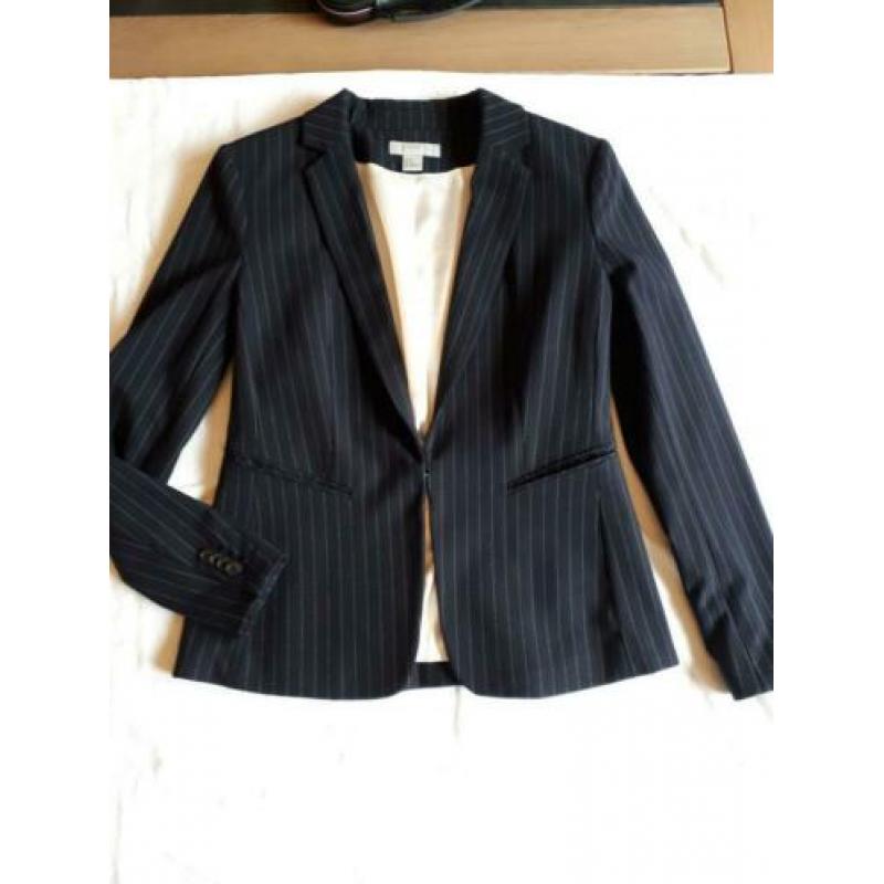 Krijtstreep jasje blauw H&M maat 40 zgan