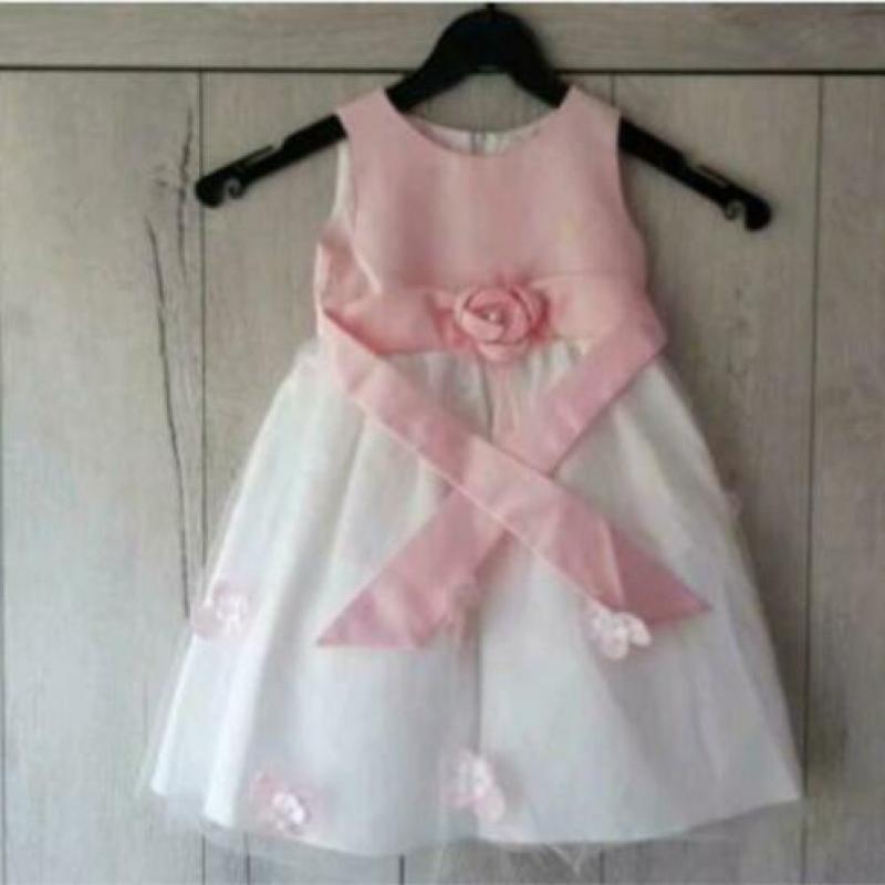Feestjurkje / jurkje roze met wit, maat 74
