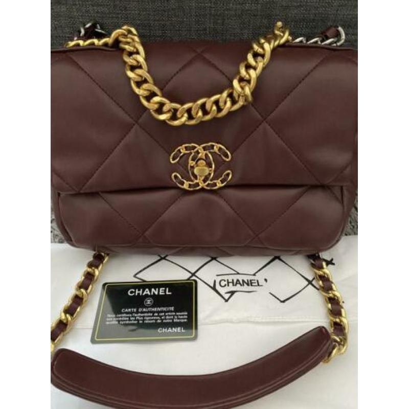 Flap Bag, Lambskin. Bruin/rood. Nooit gedragen