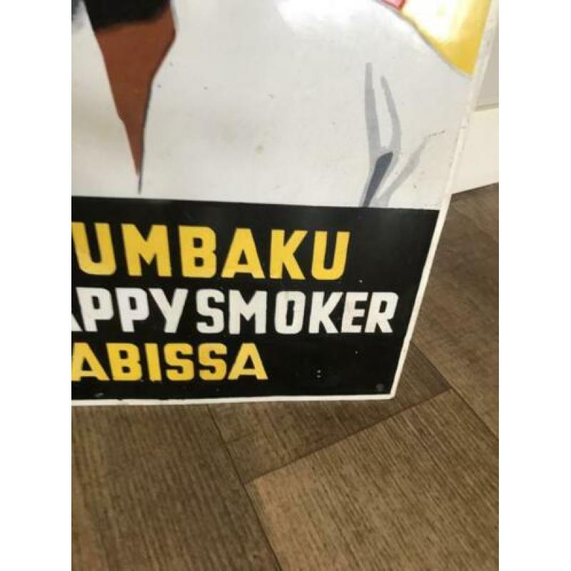 Emaille reclamebord. Happy smoker