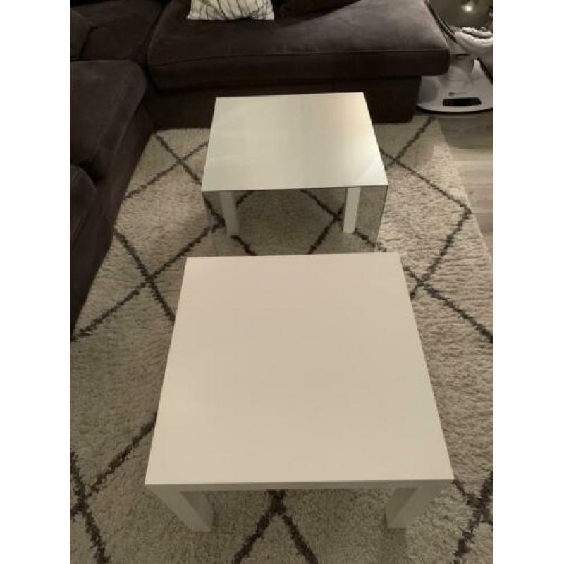 Spiegelglas salontafel, bijzettafel,nachtkastje.