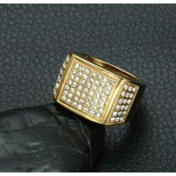 Heren 18k goud vergulde ring met zirkonen