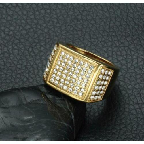 Heren 18k goud vergulde ring met zirkonen