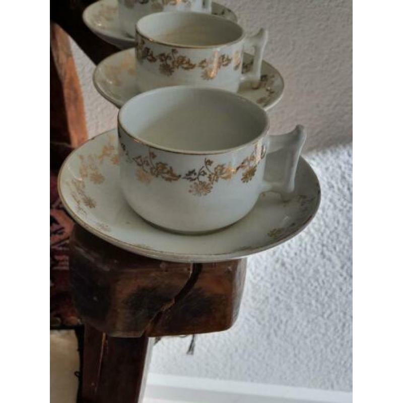 Prachtige antieke kop en schotels 4x