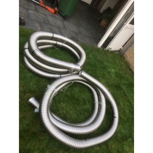 2x 10m rvs flexibele kachelpijpen (nieuw)