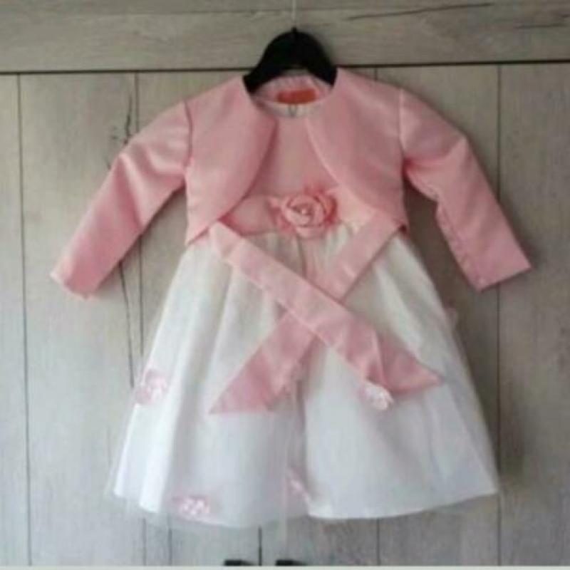 Feestjurkje / jurkje roze met wit, maat 74