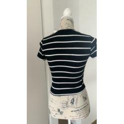 Primark shirt maat 34 of XS zwart met witte streep