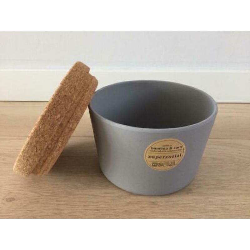 Voorraadpot 500ml Zuperzozial Stack Store grijs bamboe kurk