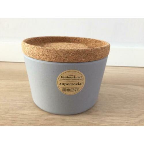 Voorraadpot 500ml Zuperzozial Stack Store grijs bamboe kurk