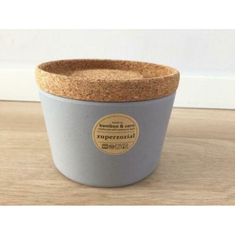 Voorraadpot 500ml Zuperzozial Stack Store grijs bamboe kurk