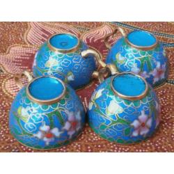 Mooi origineel oud Chinees zesdelig cloisonne theeserviesje.
