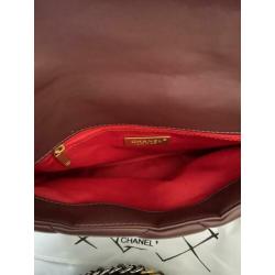 Flap Bag, Lambskin. Bruin/rood. Nooit gedragen
