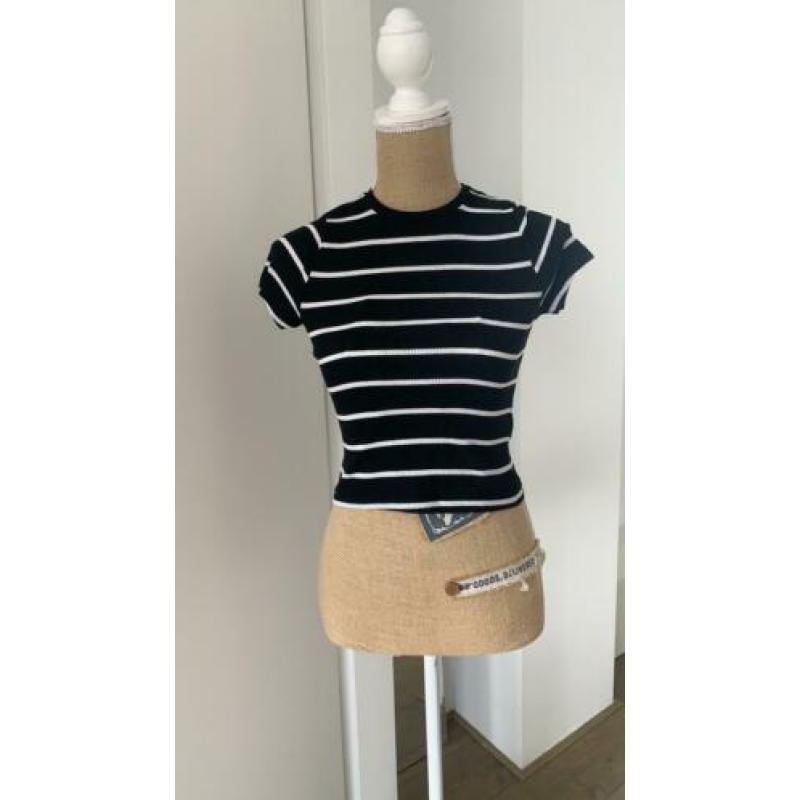 Primark shirt maat 34 of XS zwart met witte streep