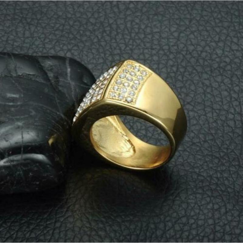 Heren 18k goud vergulde ring met zirkonen
