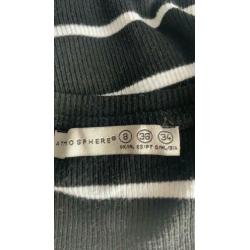 Primark shirt maat 34 of XS zwart met witte streep