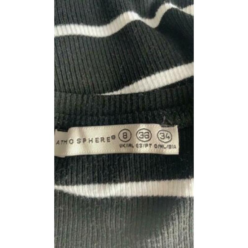 Primark shirt maat 34 of XS zwart met witte streep