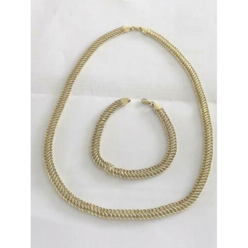 Mooie 14 karaat gouden set: ketting en armband