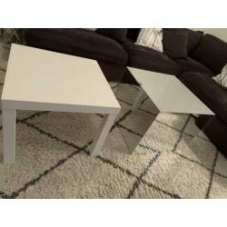Spiegelglas salontafel, bijzettafel,nachtkastje.