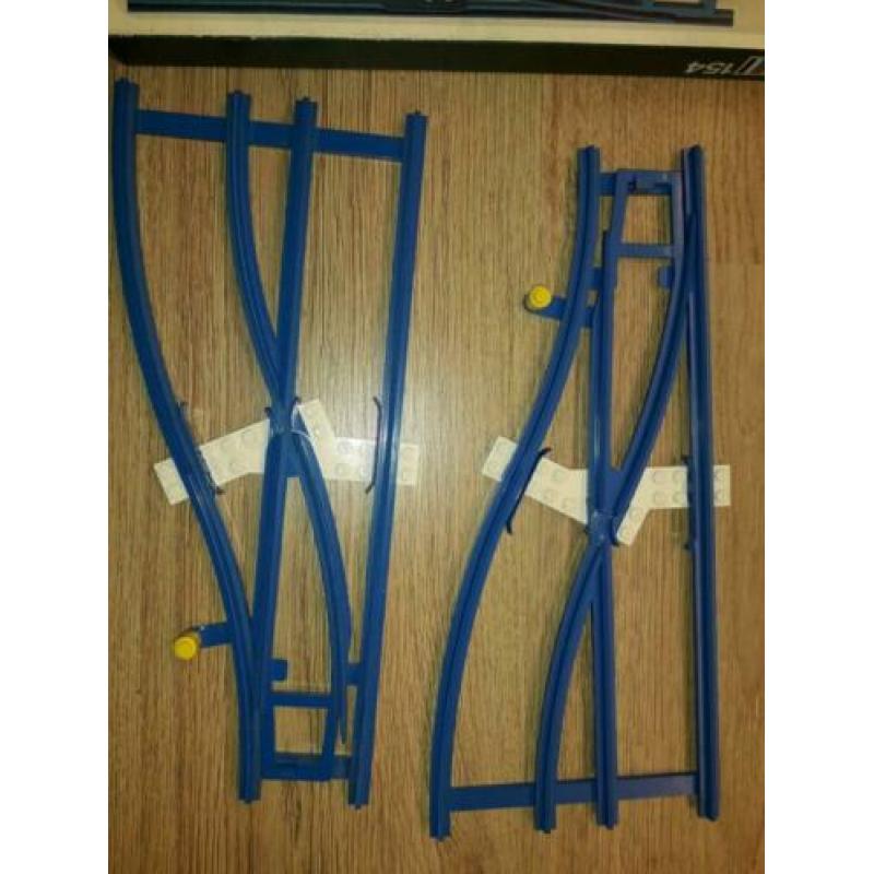 lego trein wissels set 154 met doos inst. blauw rails