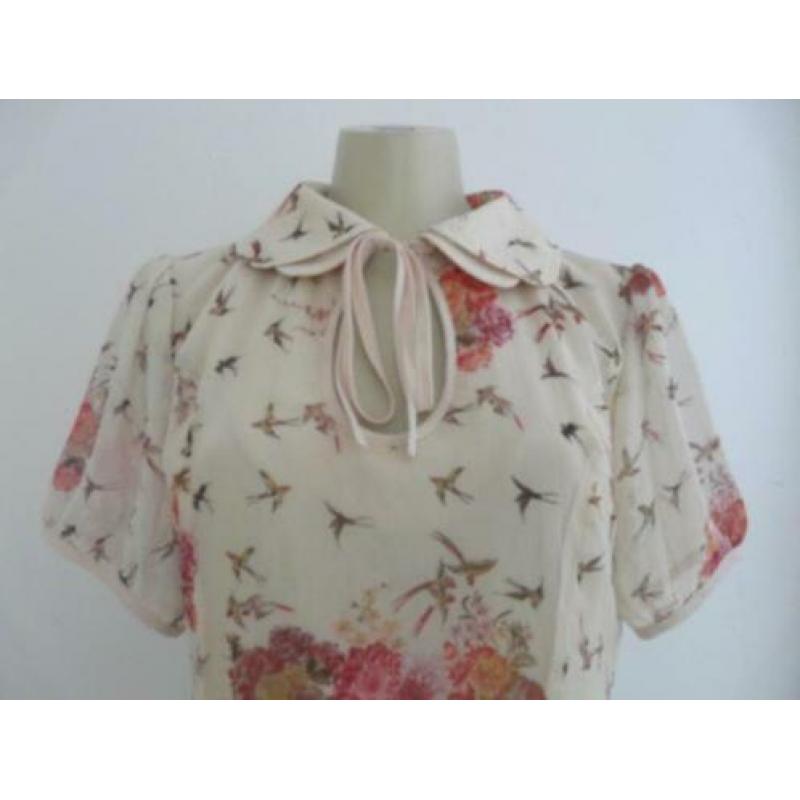 Jurk met bloemen- en vogeldessin van Collectif (UK)