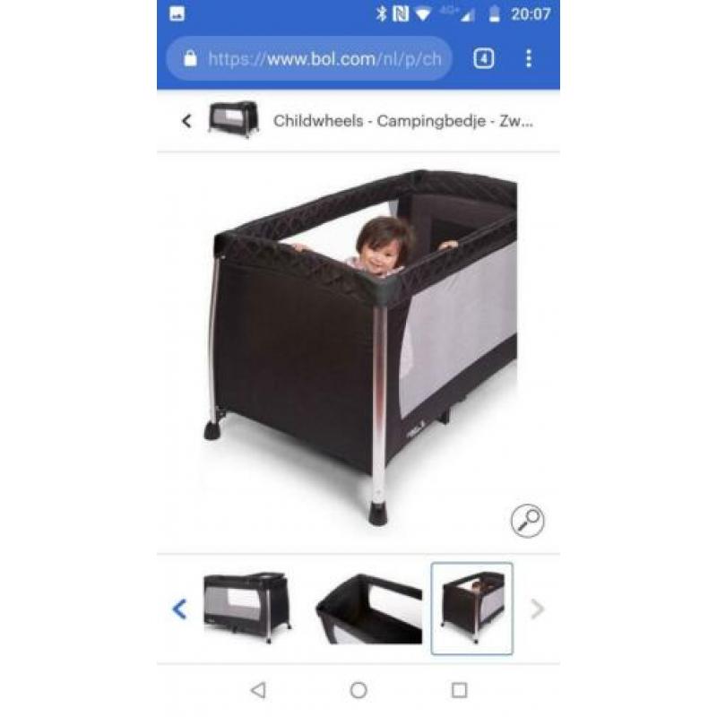 Childwheels campingbed, met commode voor bovenop, horregaas