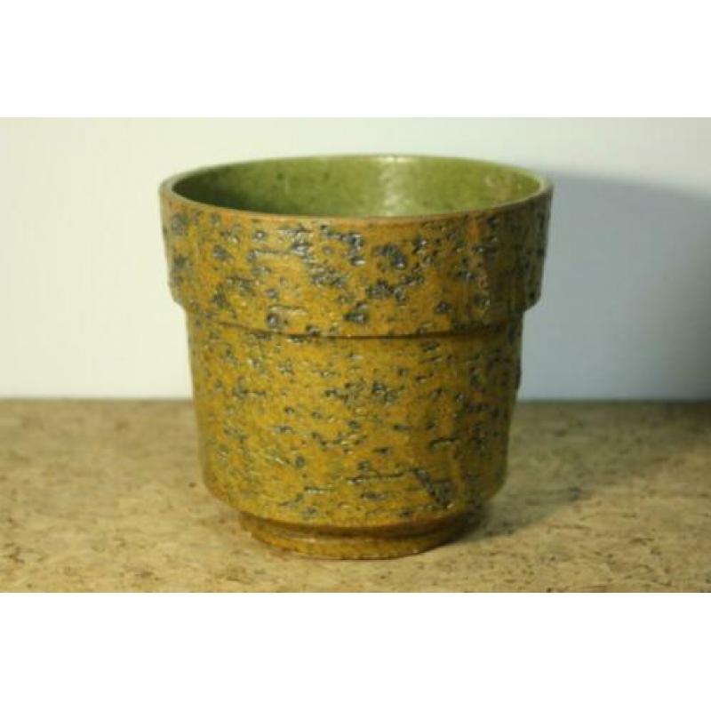 vintage bloempot groen berkenbast chamotte