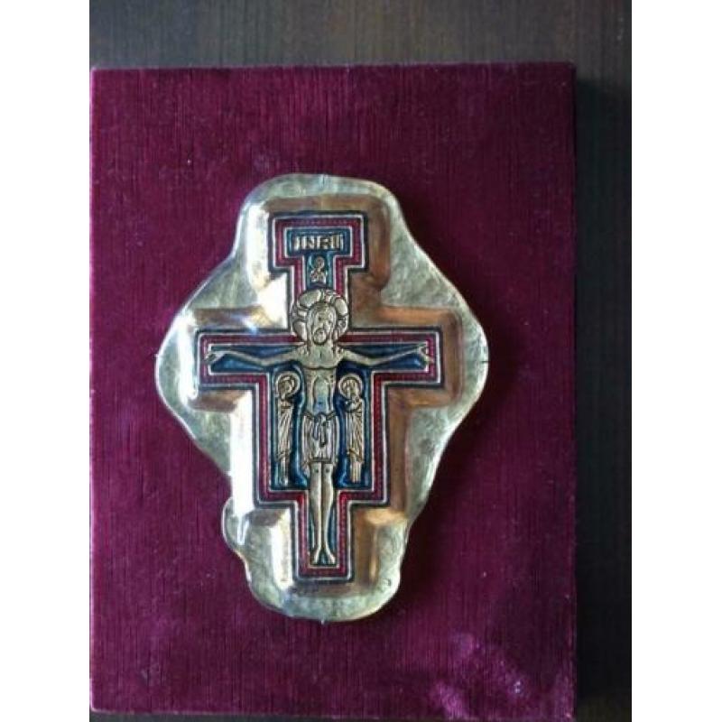 Zeer bijzonder kruis crucifix met Christus in bladgoud