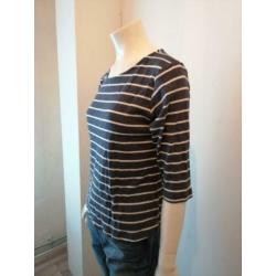 AnniRolfi blauw gestreept shirt drie kwart mouw maat L