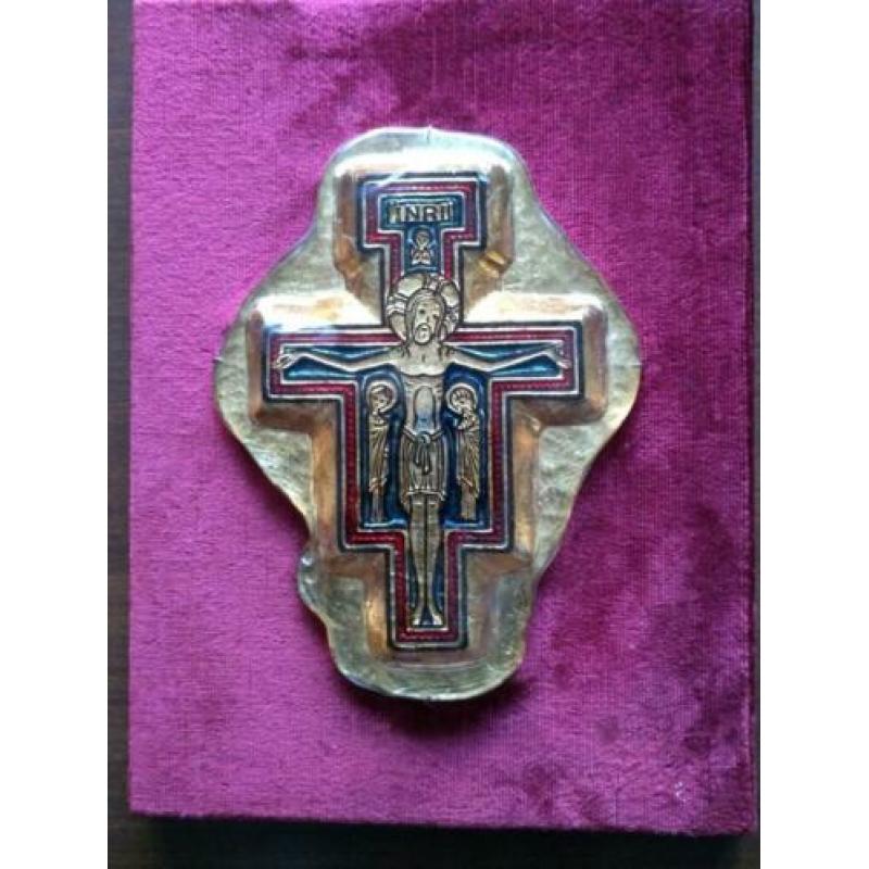 Zeer bijzonder kruis crucifix met Christus in bladgoud