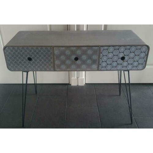 VidaXL Wandtafel met 3 lades grijs