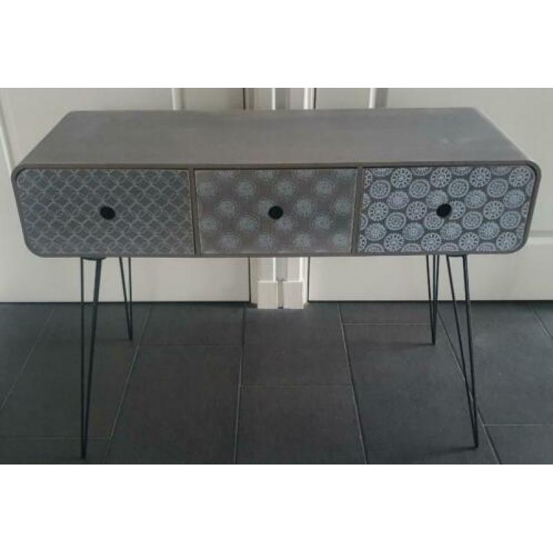 VidaXL Wandtafel met 3 lades grijs