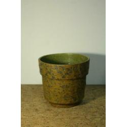 vintage bloempot groen berkenbast chamotte