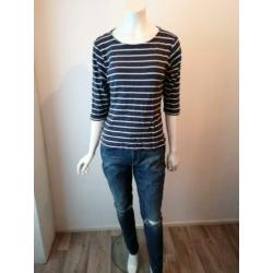 AnniRolfi blauw gestreept shirt drie kwart mouw maat L