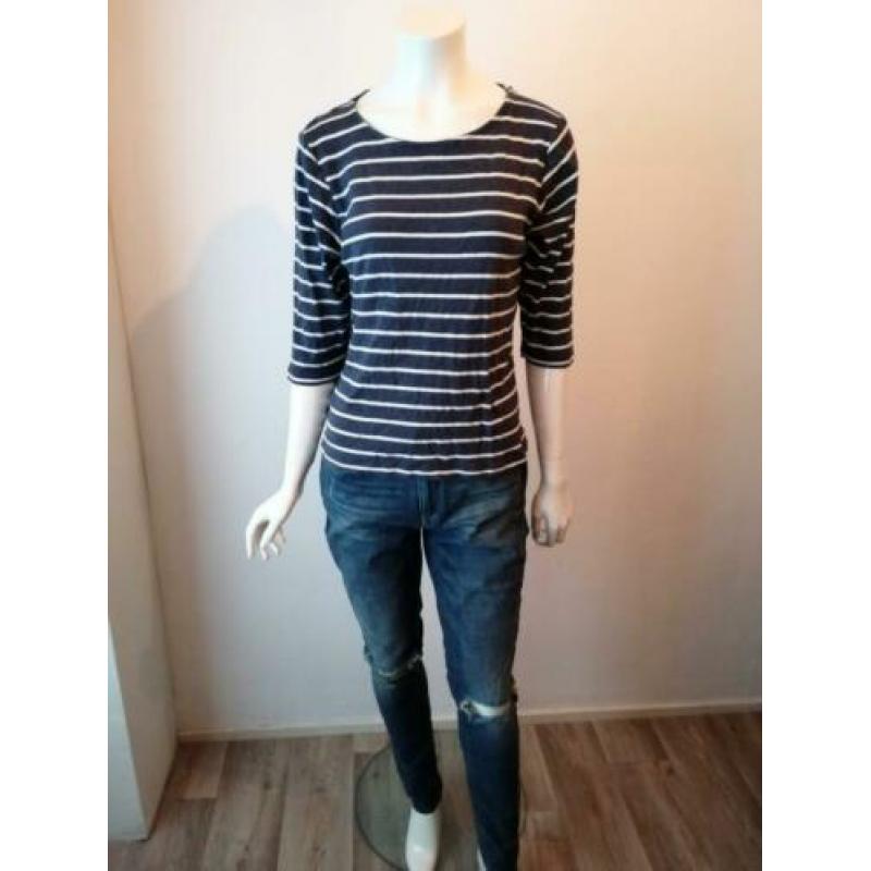 AnniRolfi blauw gestreept shirt drie kwart mouw maat L