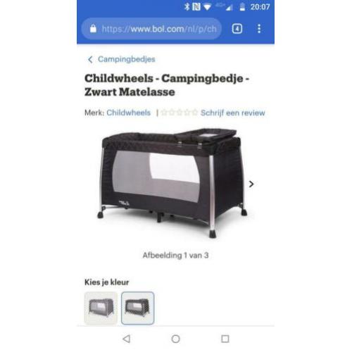Childwheels campingbed, met commode voor bovenop, horregaas