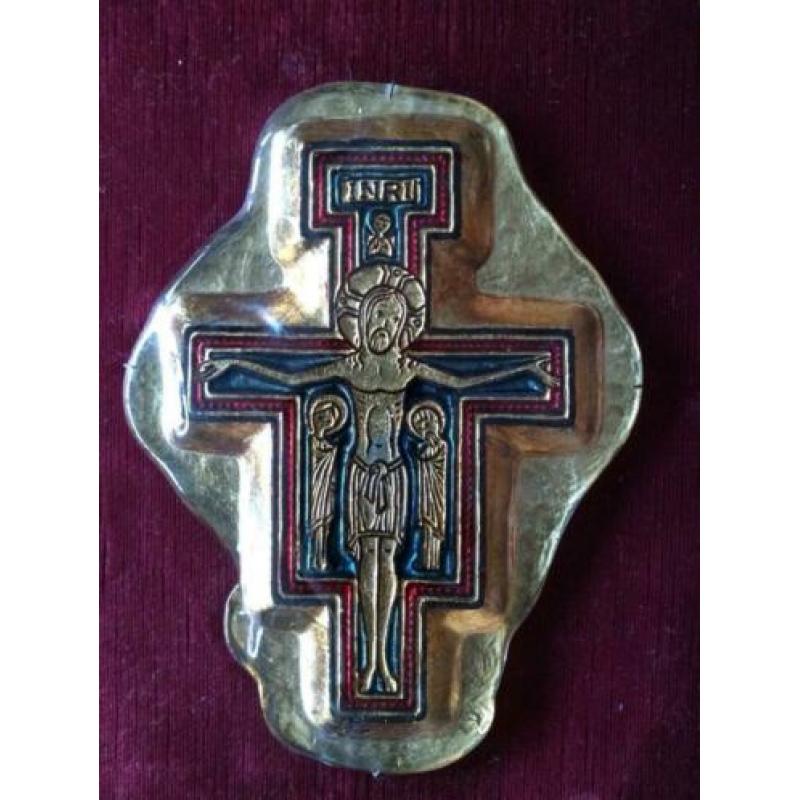 Zeer bijzonder kruis crucifix met Christus in bladgoud