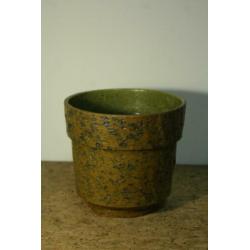 vintage bloempot groen berkenbast chamotte