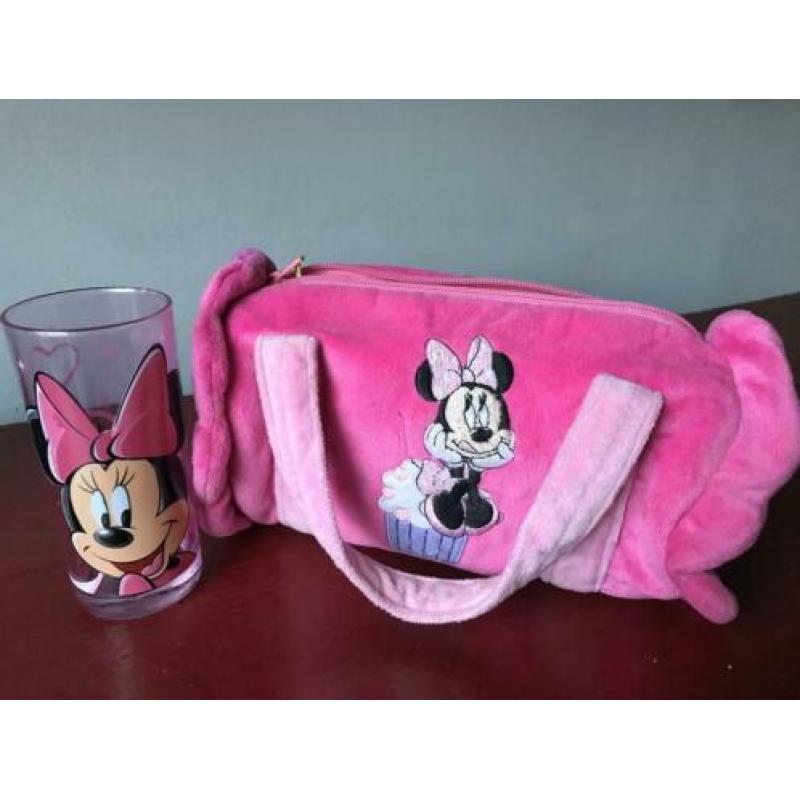 Mickey & Minnie Mouse + Donald Duck glazen, poppetje, tasje