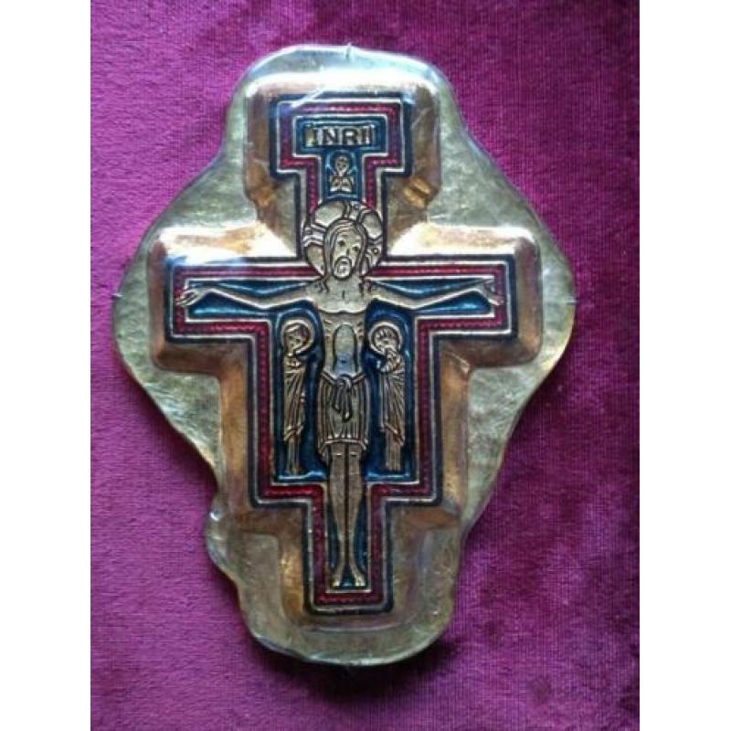 Zeer bijzonder kruis crucifix met Christus in bladgoud