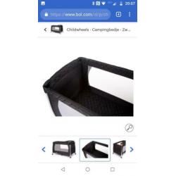 Childwheels campingbed, met commode voor bovenop, horregaas