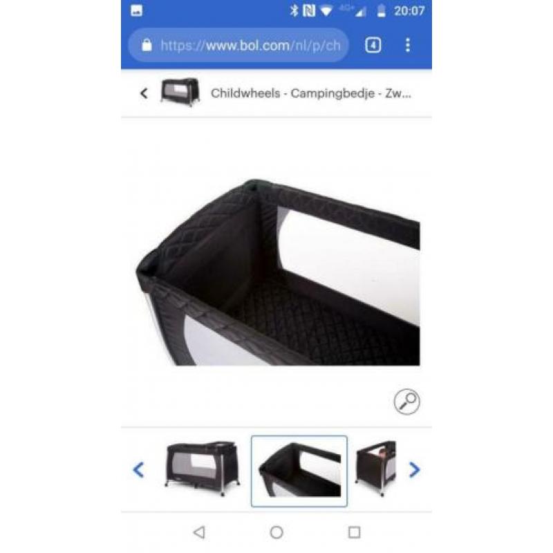 Childwheels campingbed, met commode voor bovenop, horregaas
