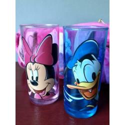 Mickey & Minnie Mouse + Donald Duck glazen, poppetje, tasje