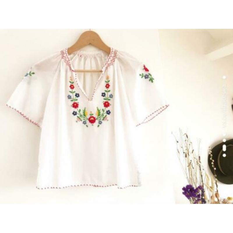 Vintage Hongaarse top geborduurd bohemian Free People romy