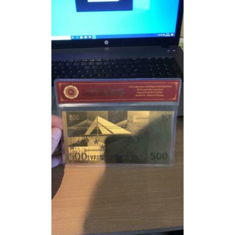 24K goud verguld 500 euro biljet