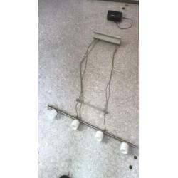 hanglamp halogeen melkglazen kelkjes dimmer rvs