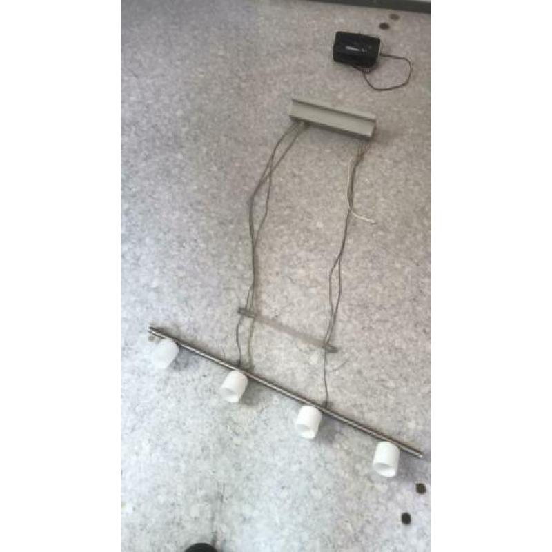 hanglamp halogeen melkglazen kelkjes dimmer rvs