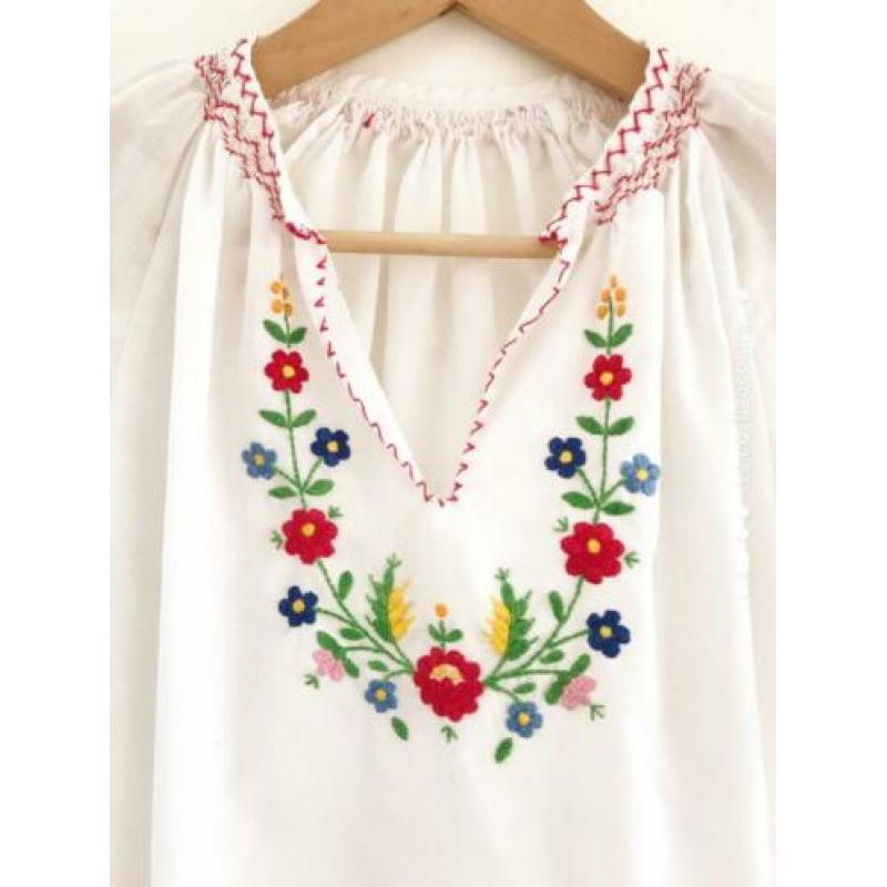 Vintage Hongaarse top geborduurd bohemian Free People romy