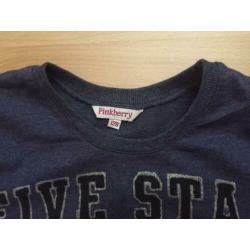 Blauw sweat trui met glitter front print mt 128 PINKBERRY