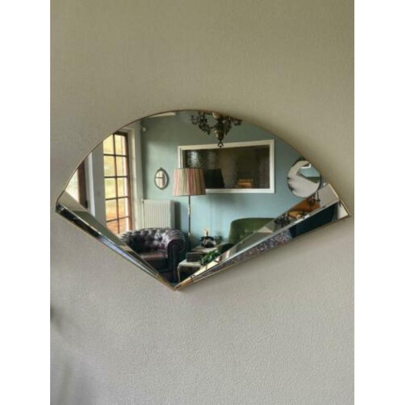 Vintage waaier spiegel Hollywood Regency