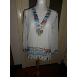 tuniek wit blauw cherry mt L OPRUIMING